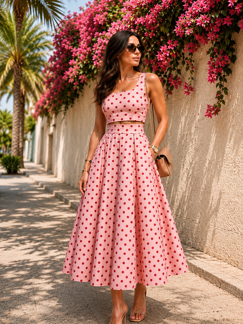 Polka Printed poplin fabric Top