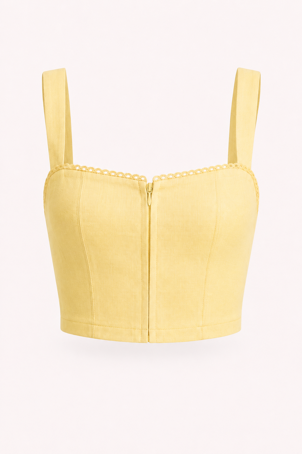 Butter Yellow Chanderi Crop Top