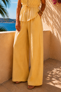 Butter Yellow Linen Wide-Leg Pants