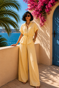 Butter Yellow Linen Zip-Up Top