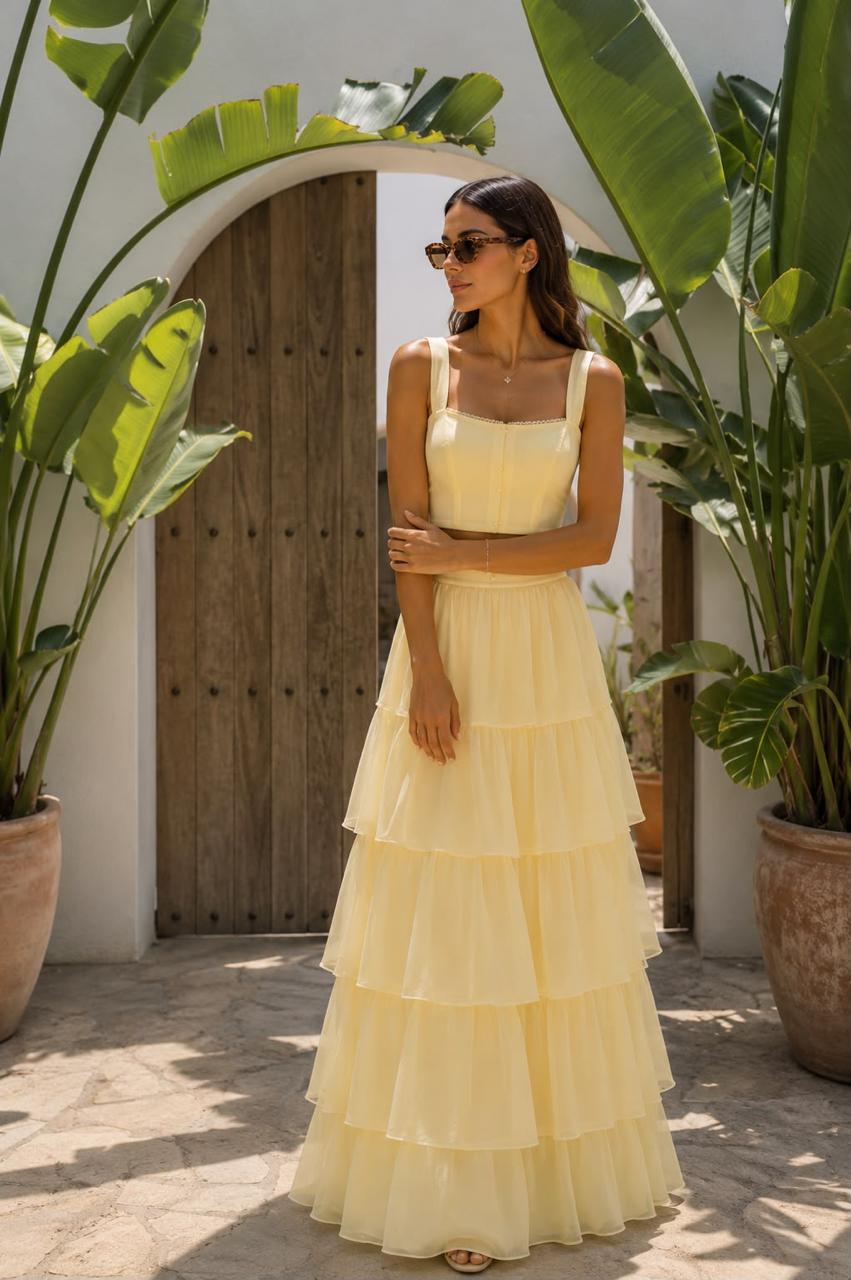 Butter Yellow Chanderi Crop Top