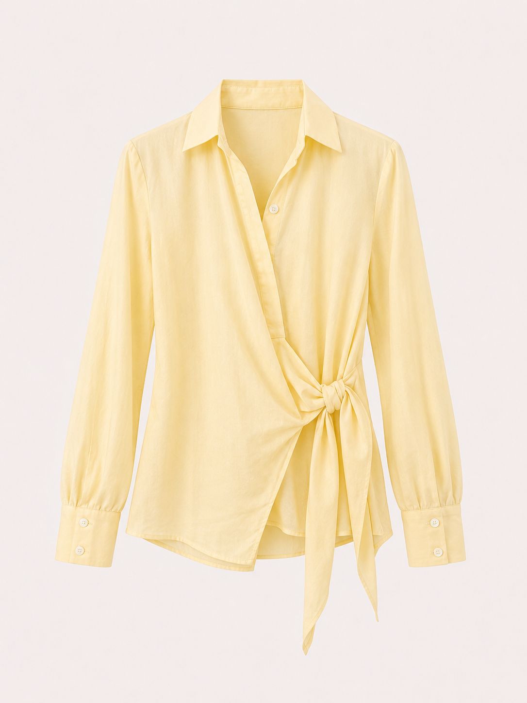 Cotton Long Sleeve Shirt with side tie detail and button cuff