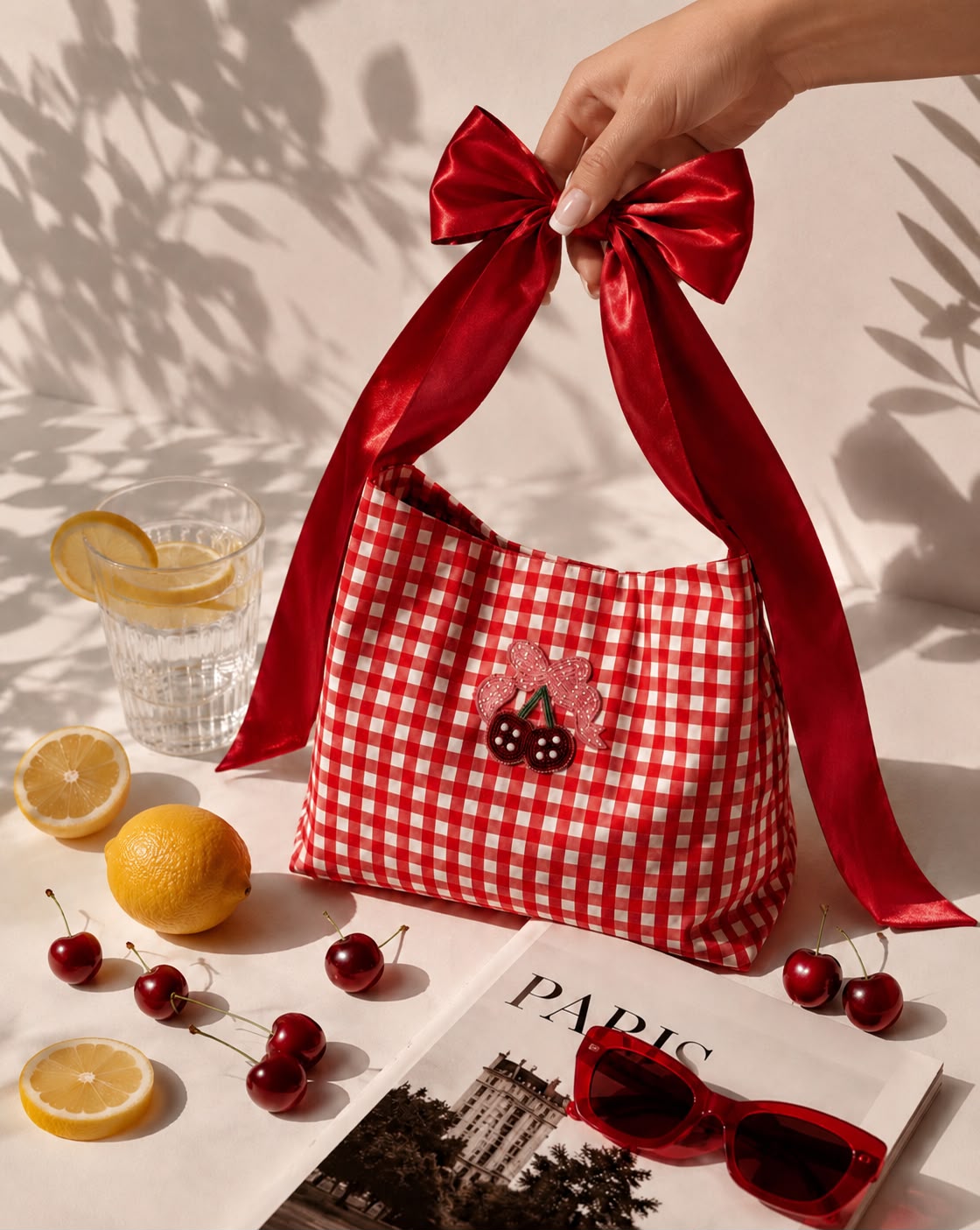 Red striped bag