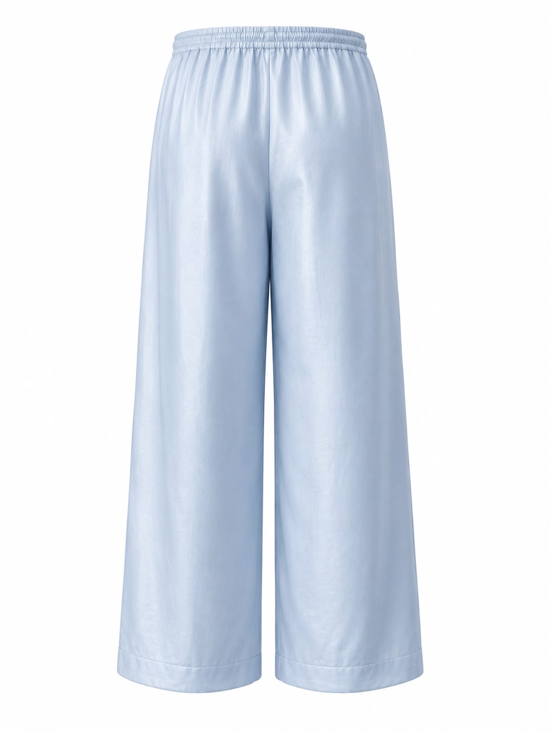 Blue Chanderi pants with elastic waist , side pockets & tie