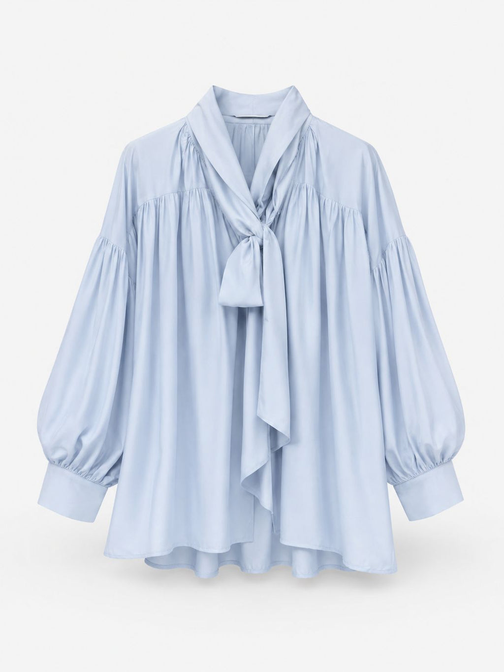 Cotton long sleeve shirt with tie front detail and button cuff