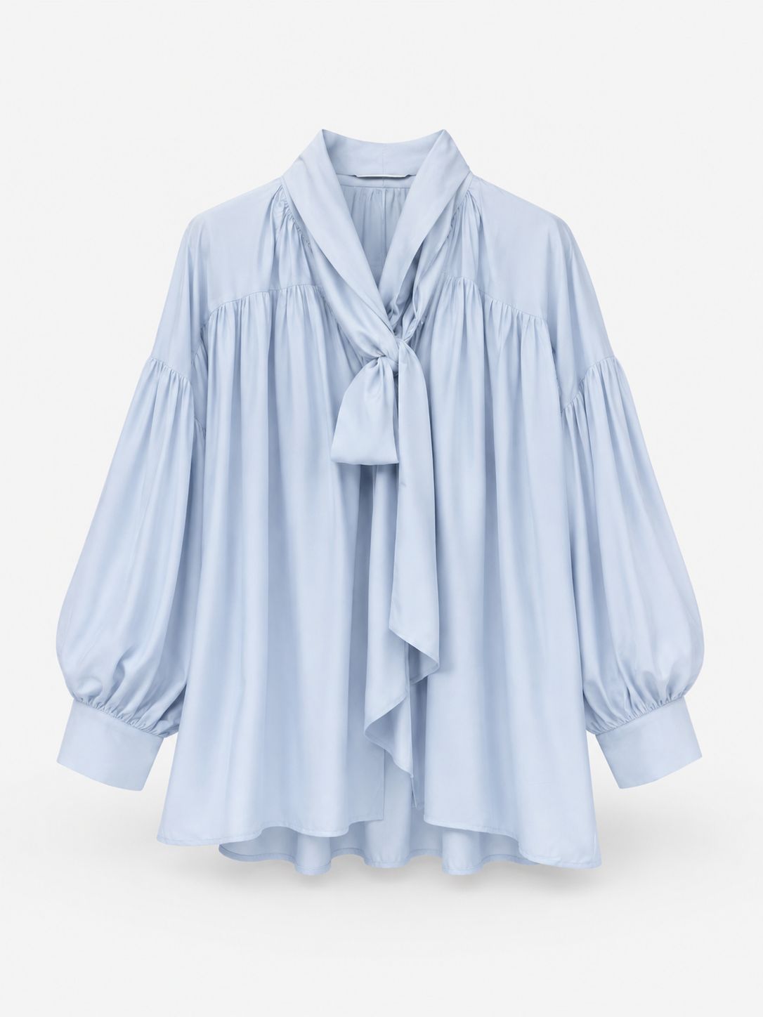 Cotton long sleeve shirt with tie front detail and button cuff