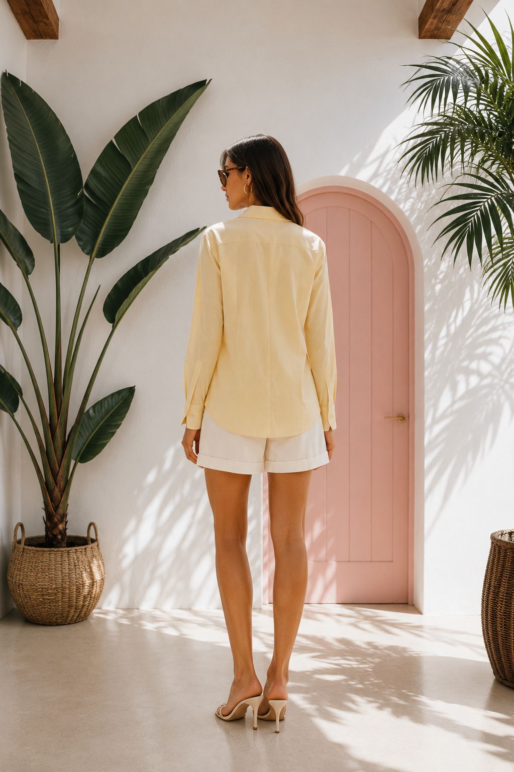 Cotton Long Sleeve Shirt with side tie detail and button cuff