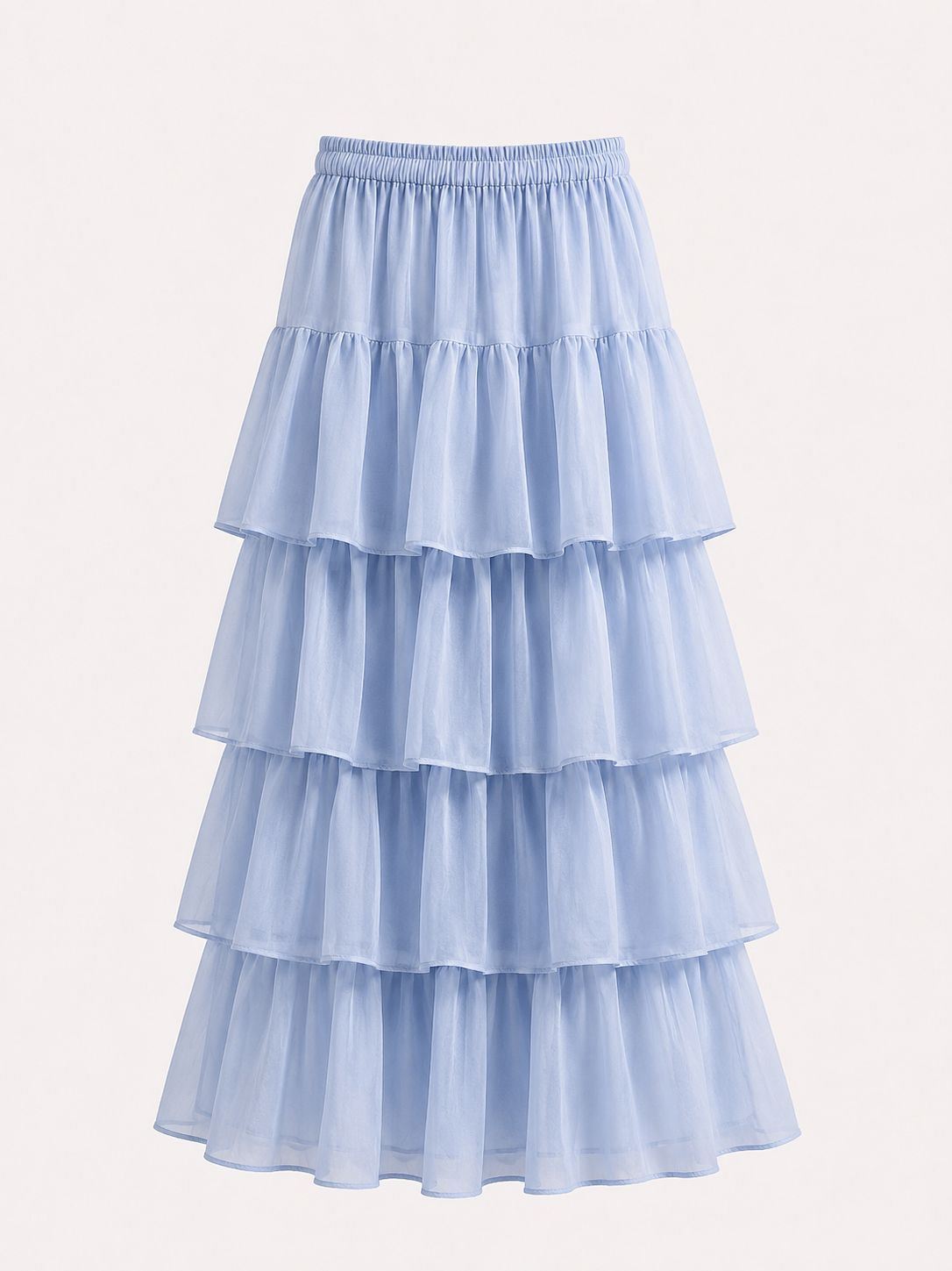 Blue Tiered Chanderi Skirt