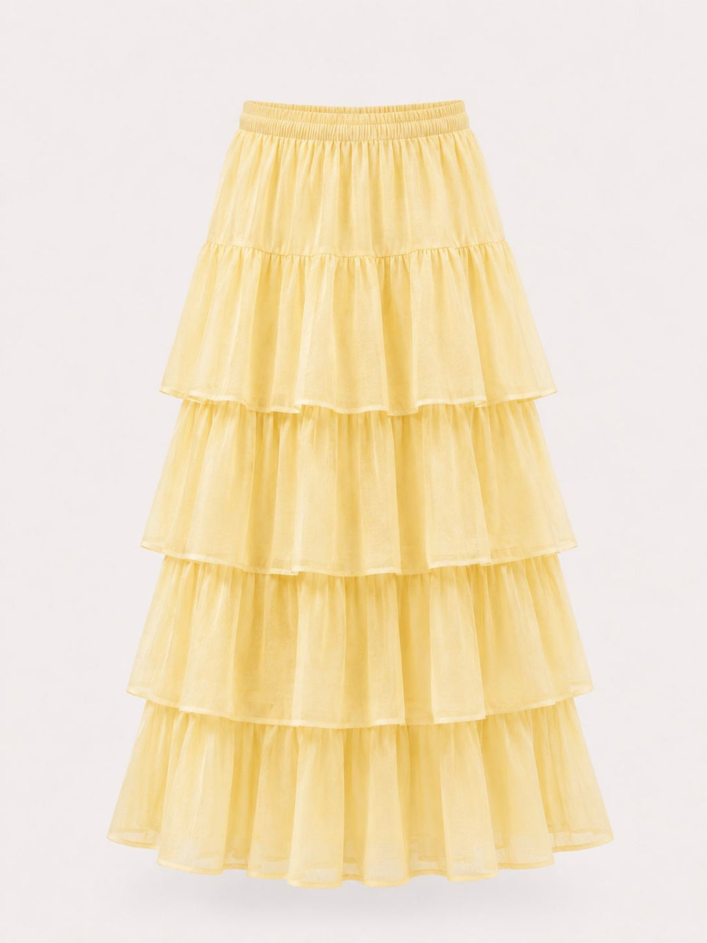 Butter Yellow Tiered Chanderi Skirt