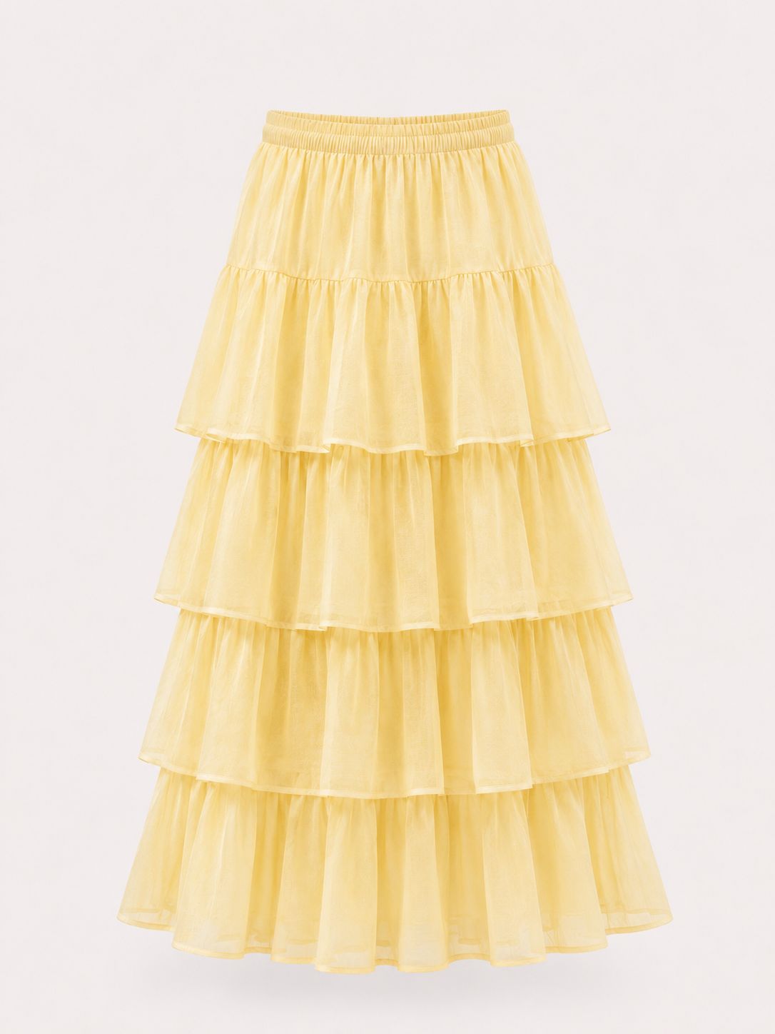Butter Yellow Tiered Chanderi Skirt