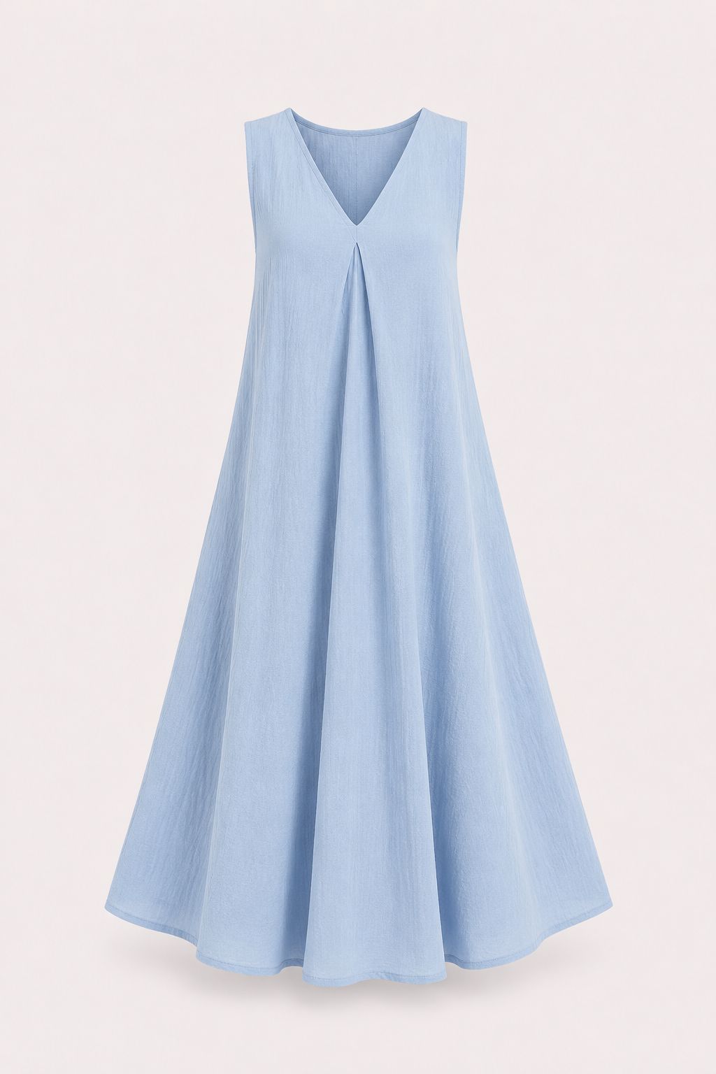 Sky Blue Crushed Cotton Maxi Dress