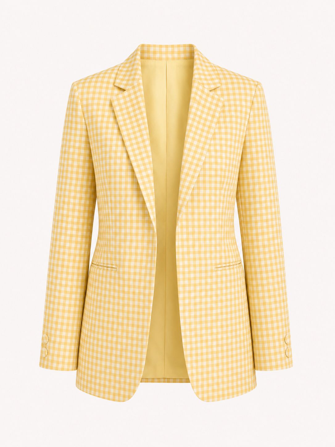 Woven Yellow Full Sleeves Checks Jacket with front opening