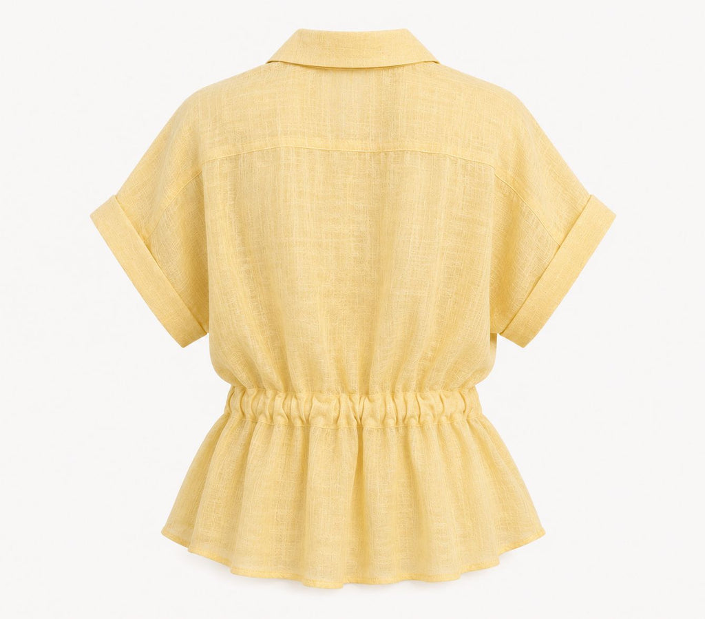 Butter Yellow Linen Zip-Up Top