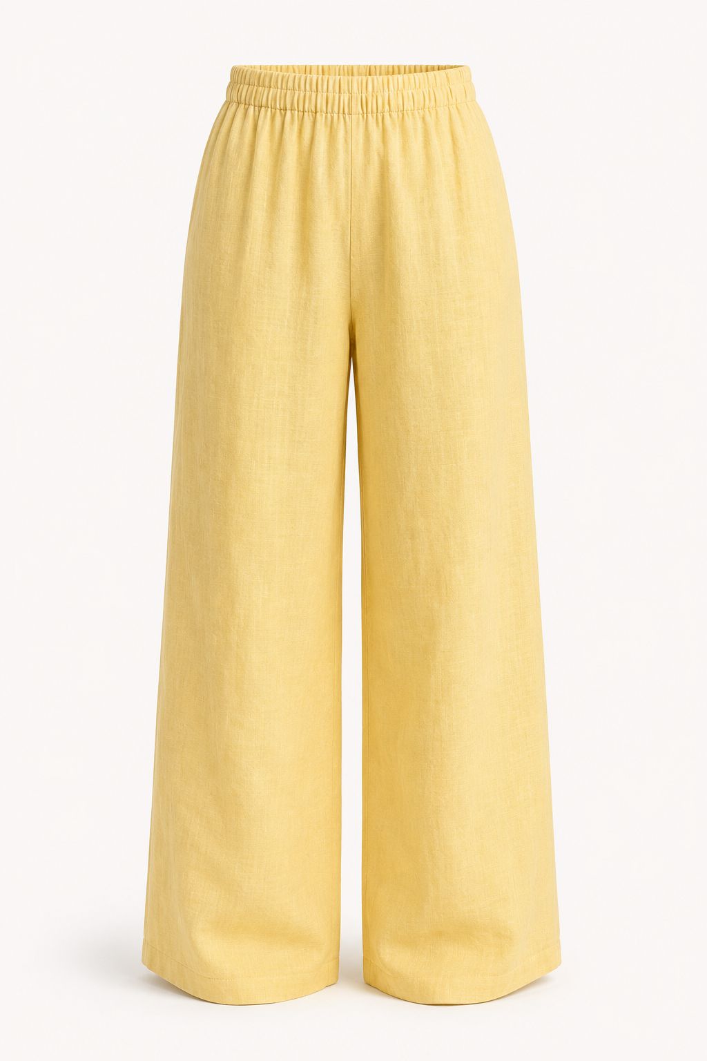 Butter Yellow Linen Wide-Leg Pants