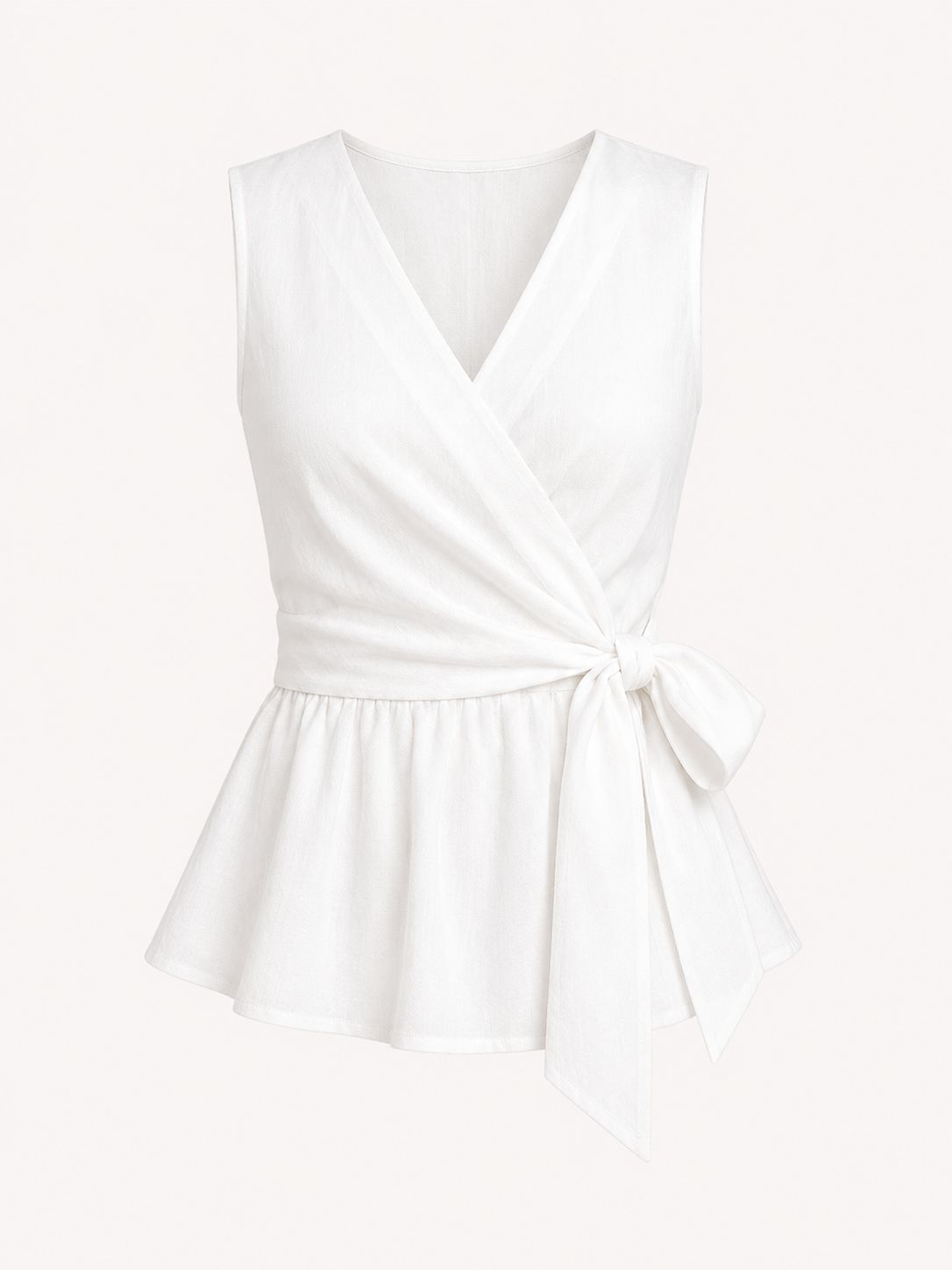 White Cotton Wrap Top