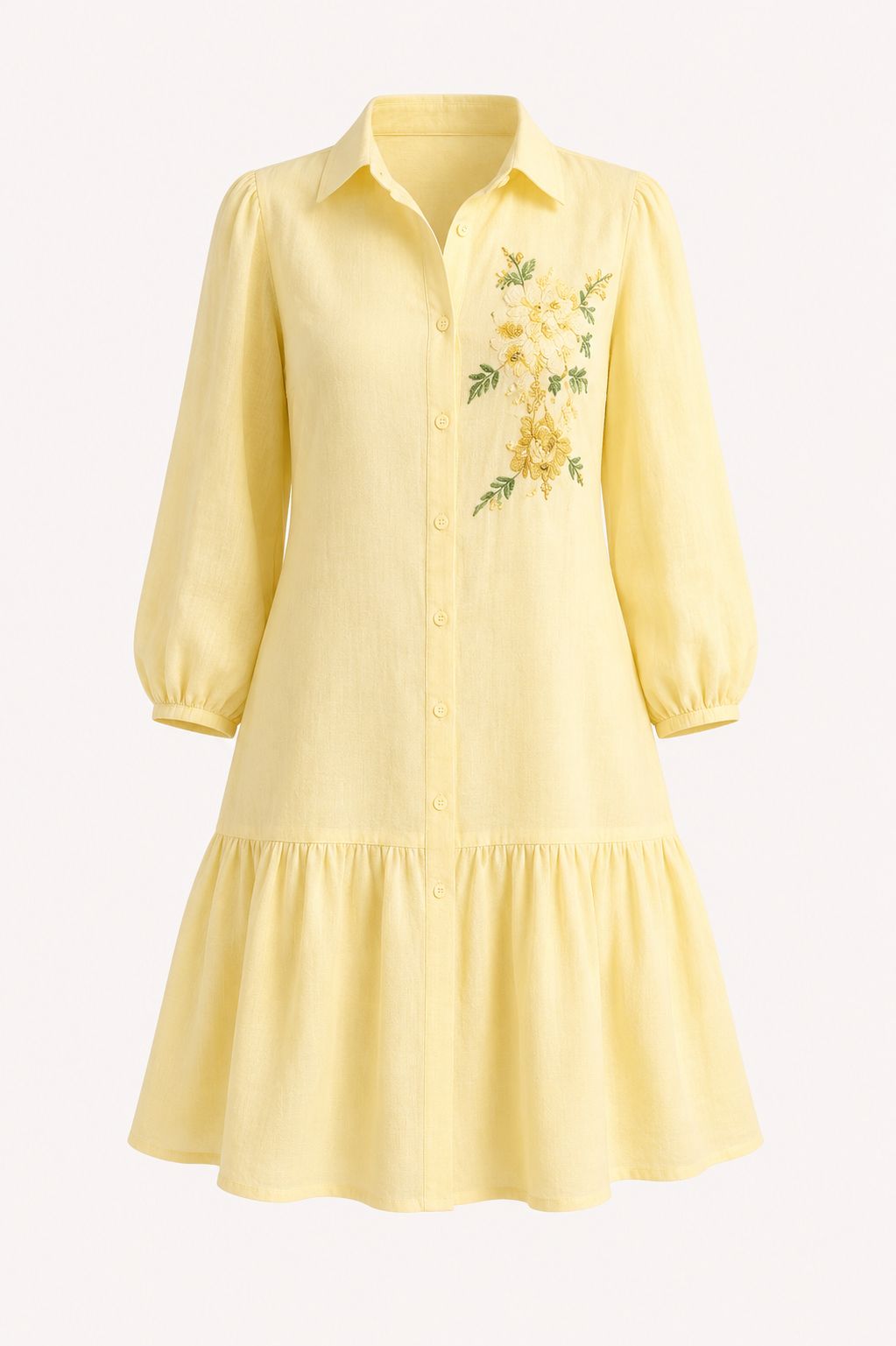 Yellow One Piece Linen Dress