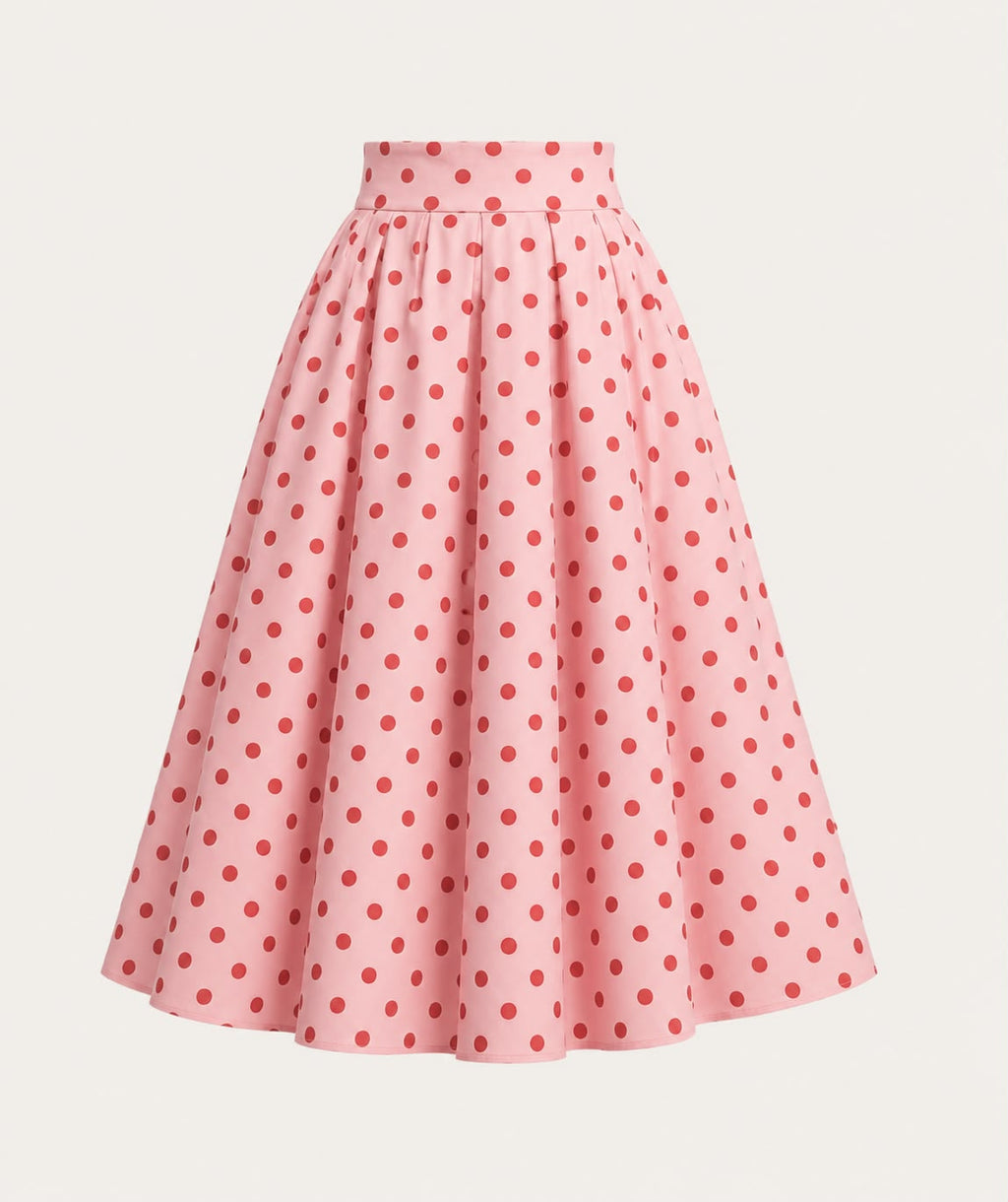 Polka dot printed poplin skirt, view 2