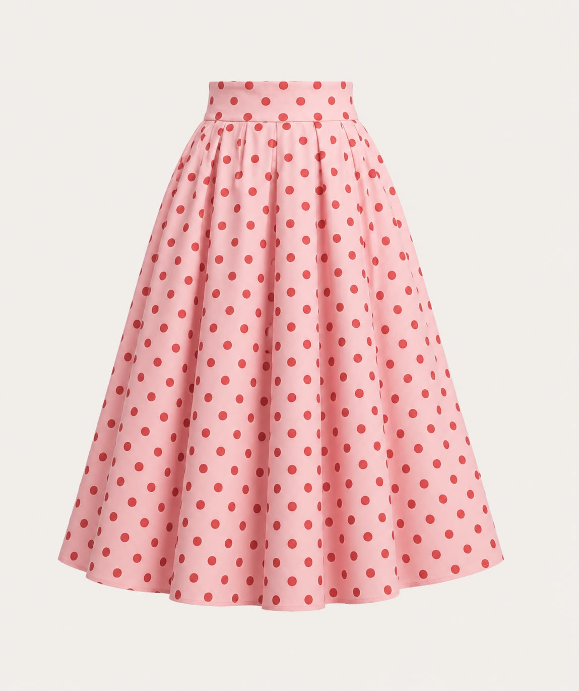 Polka dot printed poplin skirt, view 2