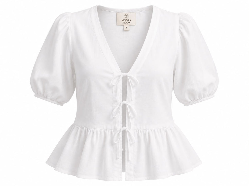 White woven cotton top, view 2