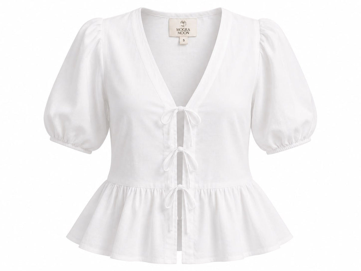 White woven cotton top, view 2