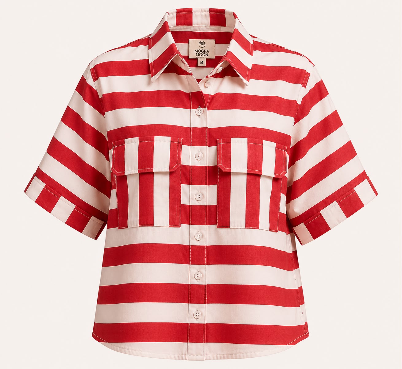 Hand screen printed cotton stripe shirt