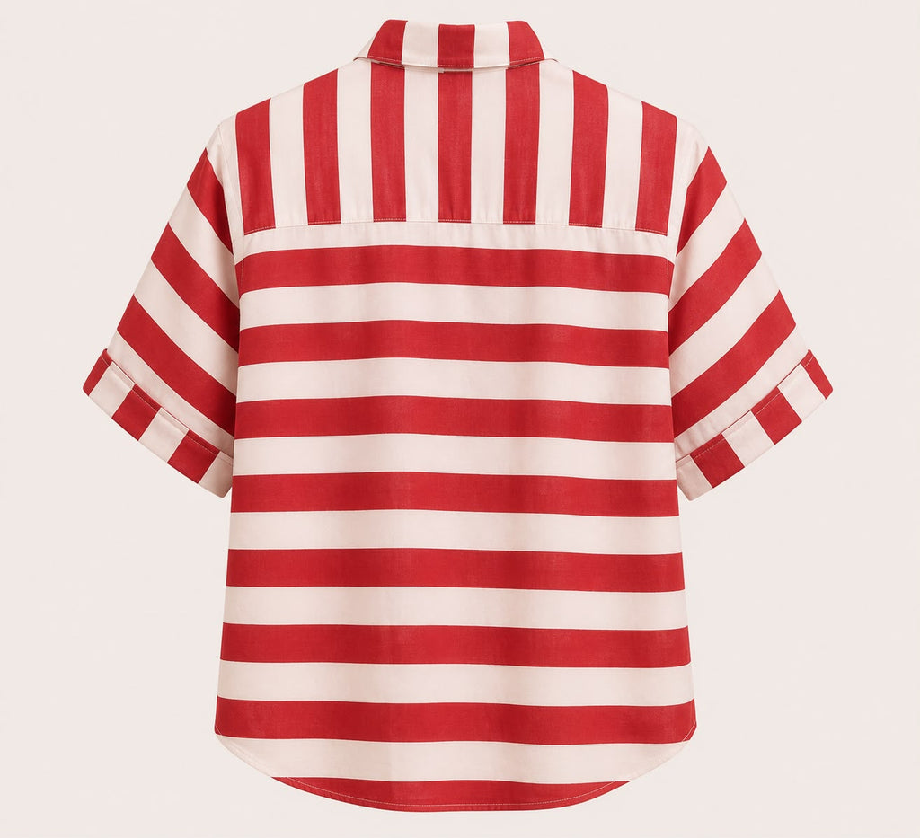 Hand screen printed cotton stripe shirt