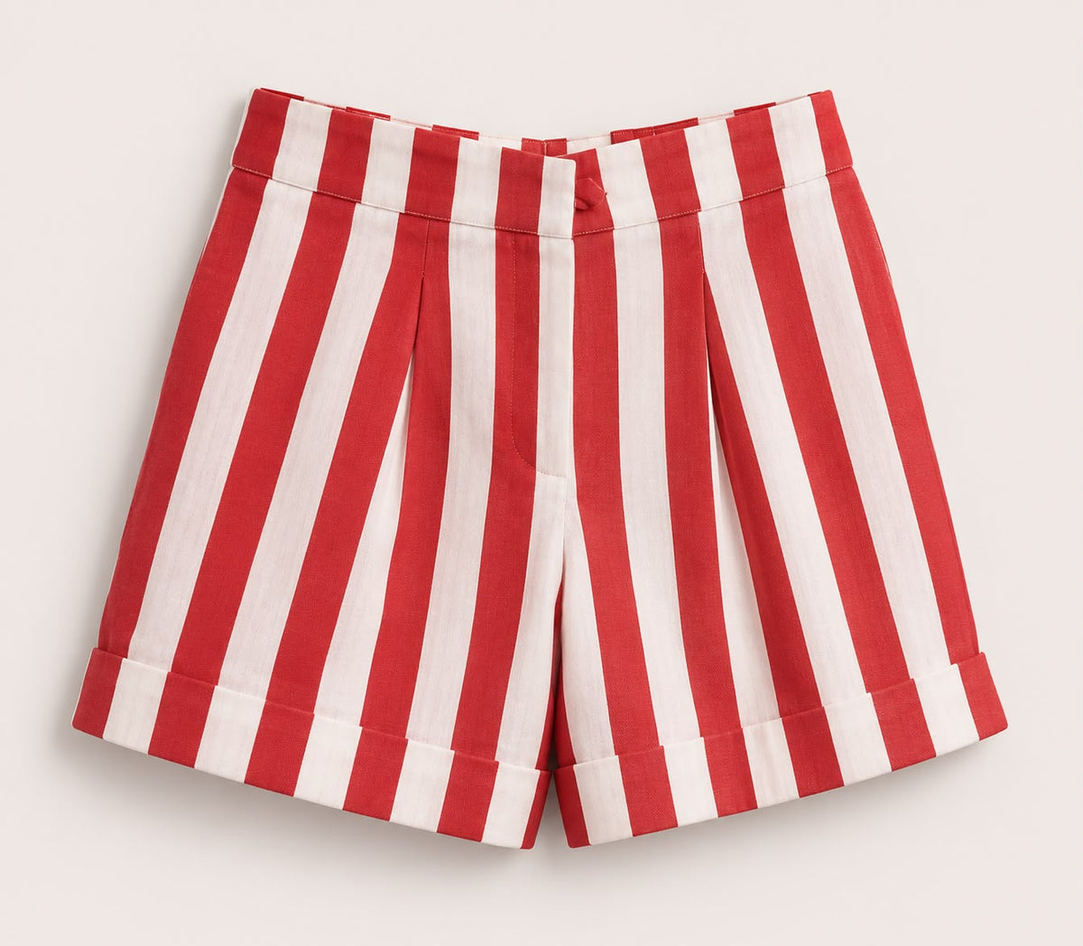 Hand screen printed striped cotton mal shorts, view 2