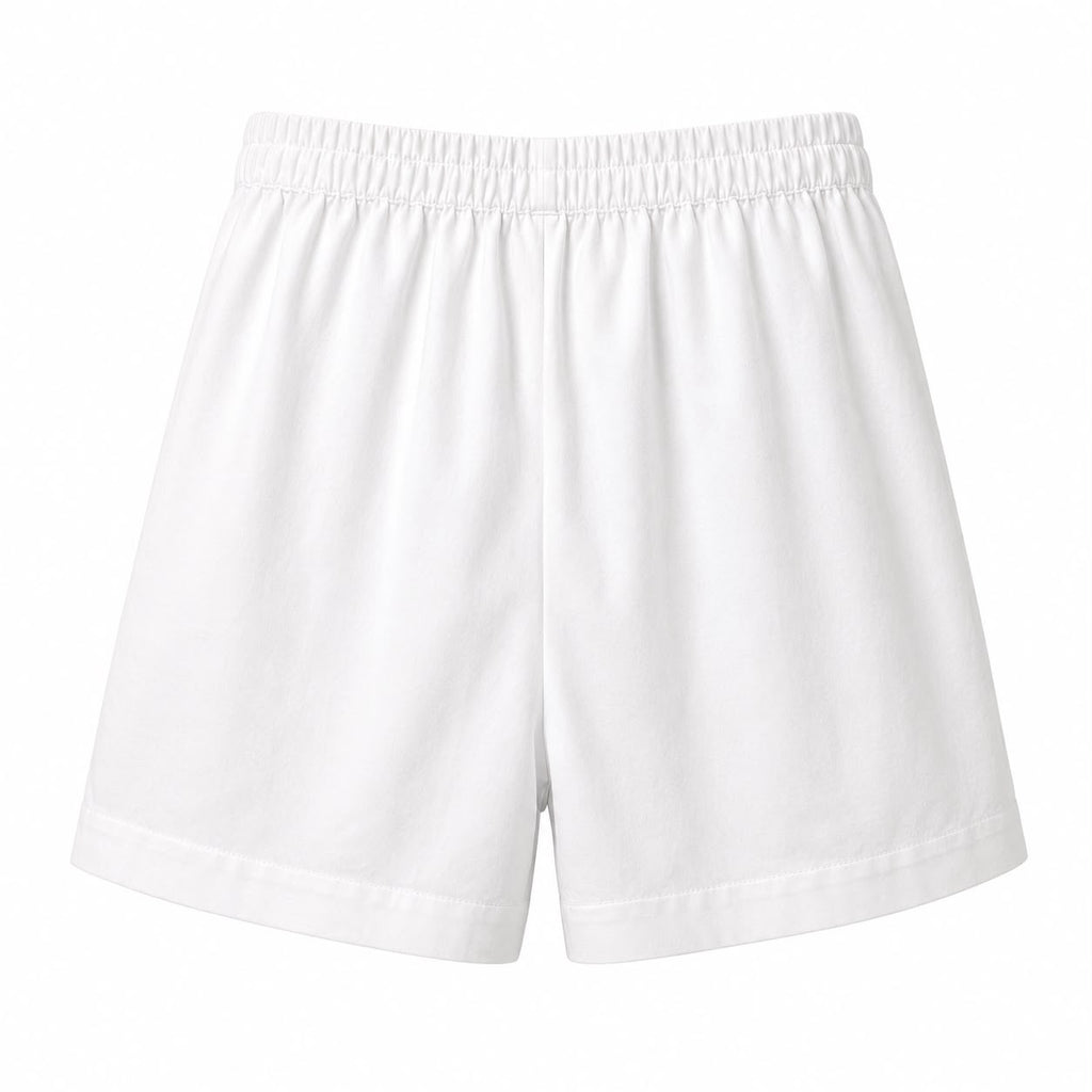 White cotton shorts with pink embroidery, view 3