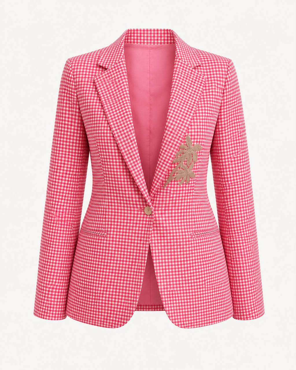 Hand blocked on cotton mal for the jacket.