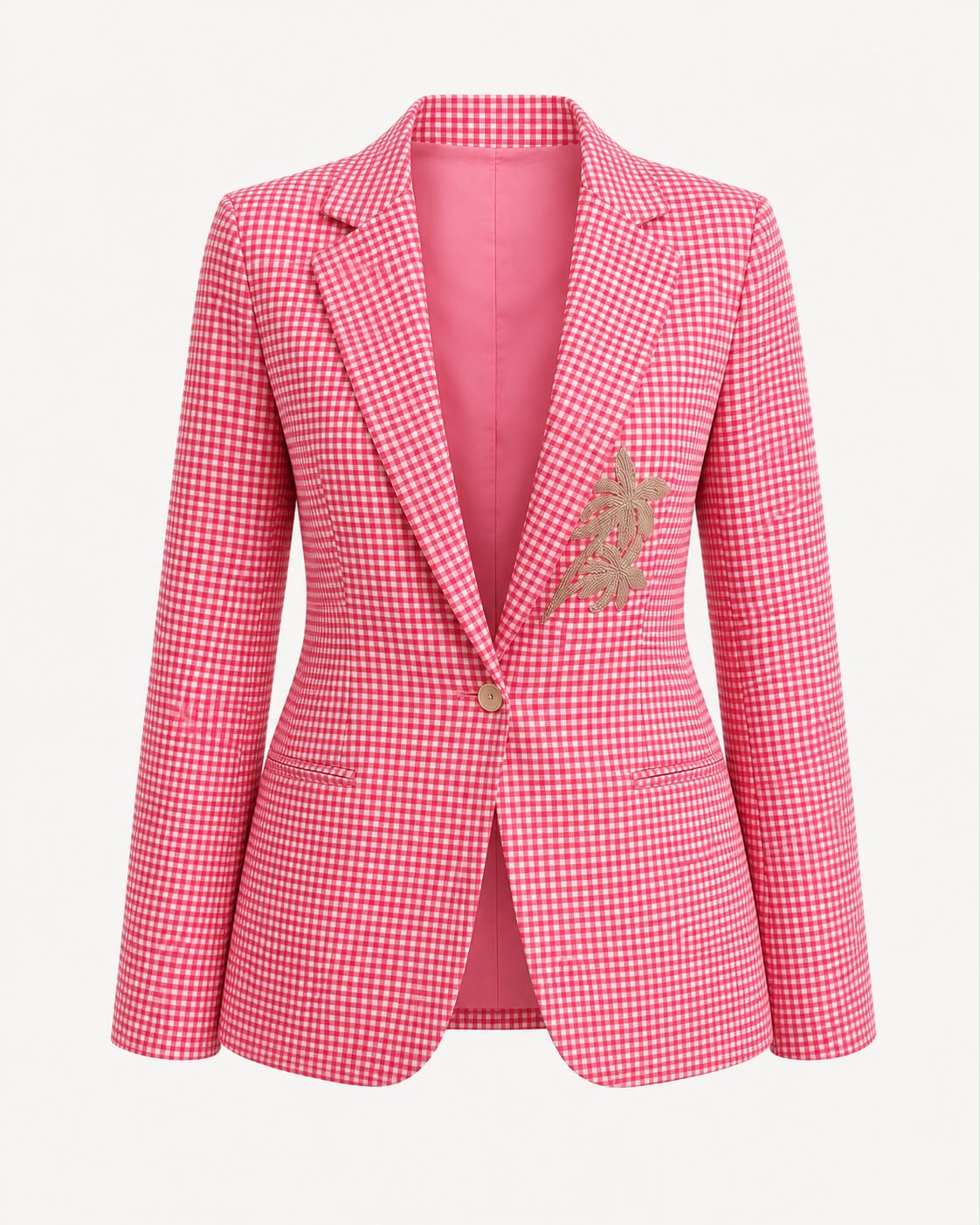 Hand blocked on cotton mal for the jacket.