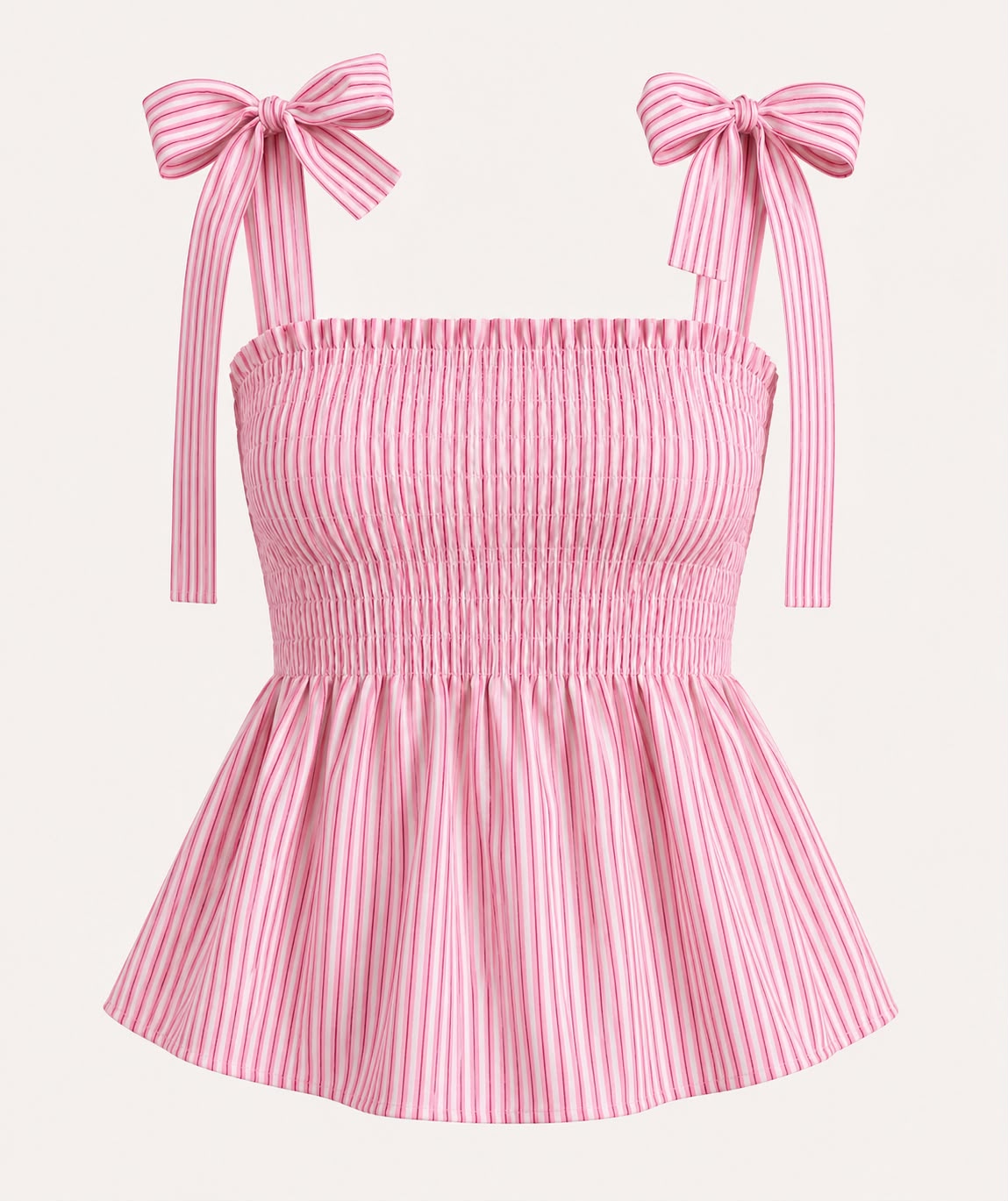 Pink striped printed cotton top, view 2