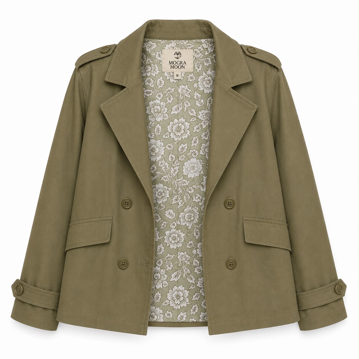 Twill cotton, lined with printed cotton fabric(Jacket)
