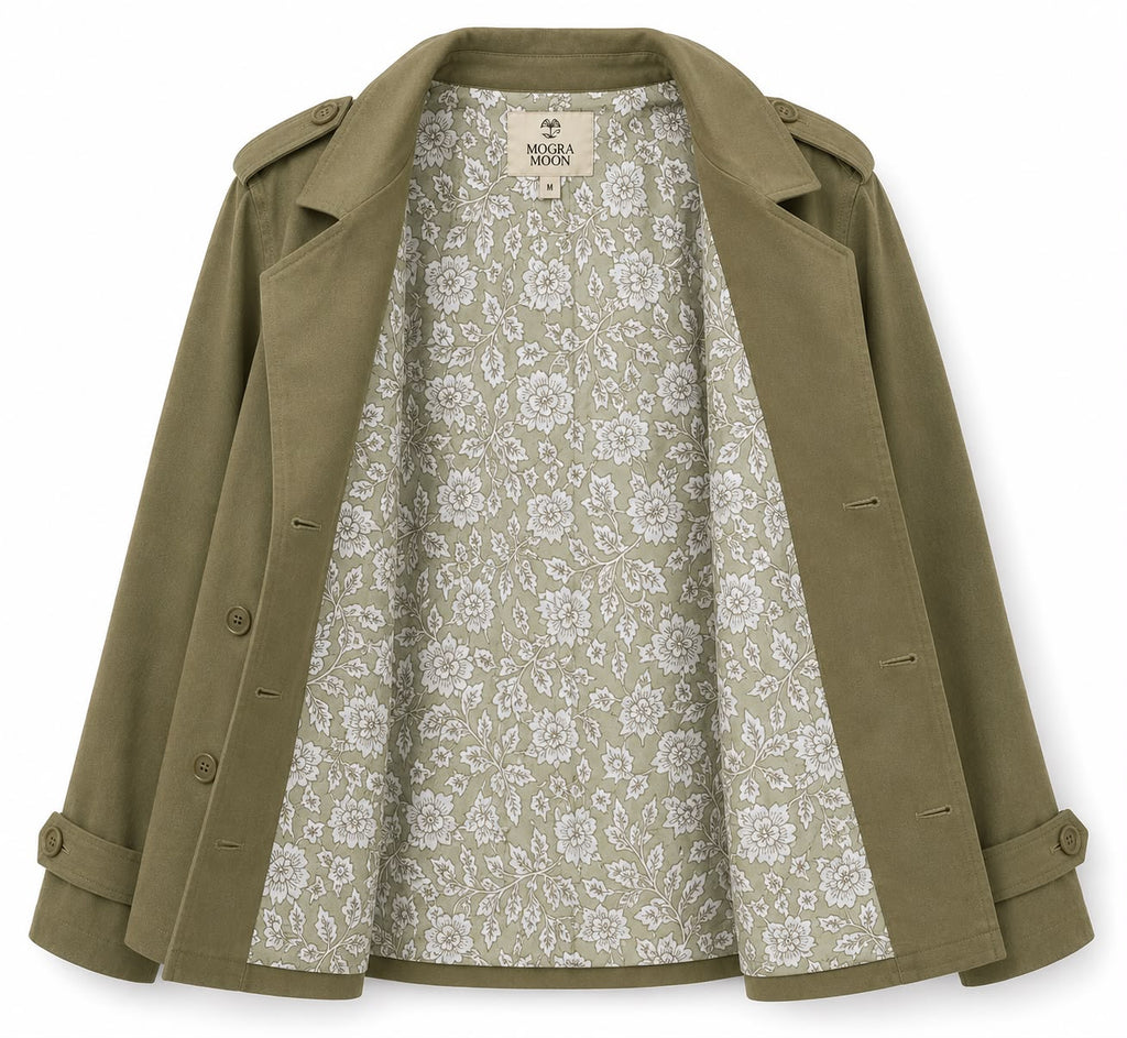 Twill cotton, lined with printed cotton fabric(Jacket)
