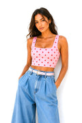 Polka Printed poplin fabric Top